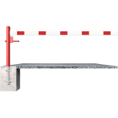 Swing barrier | with pull rope reinforcement | for casting in concrete, hot-dip galvanized and white coated with red reflecting stripes | Barrier arm length: 1500 mm | with triangular lock